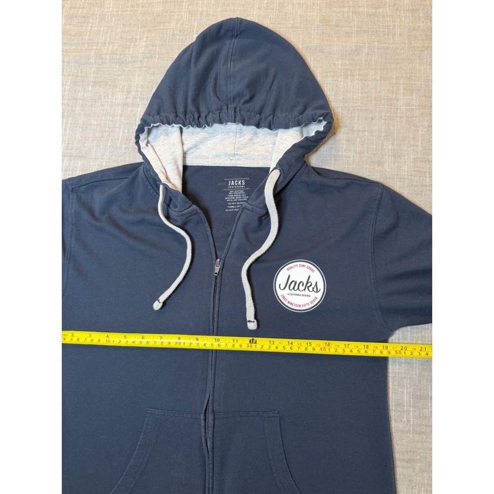 Jacks Surfboards Mens Full Zip Hoodie Navy Blue Logo Graphic Sweatshirt Small - Picture 8 of 8